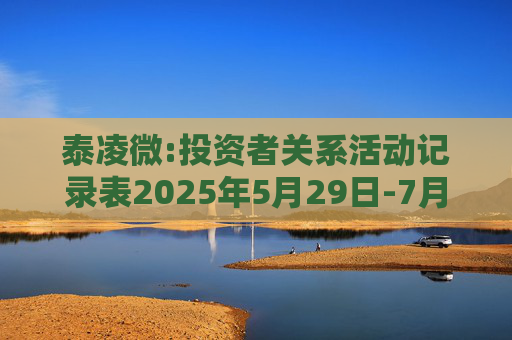 泰凌微:投资者关系活动记录表2025年5月29日-7月1日