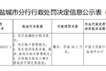 江苏射阳太商村镇银行被罚30.2万元：违反金融统计相关规定等