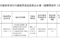 安徽萧县农商行被罚23.08万元：单位银行结算账户超过期限向中国人民银行报送账户撤销资料等
