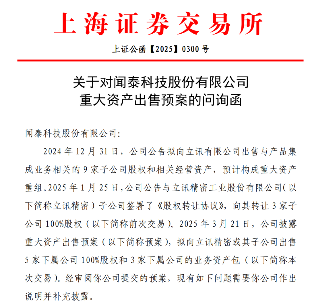 连卖9家子公司!600745收问询函  第1张 连卖9家子公司!600745收问询函  第1张