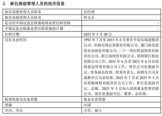 官宣!钟文岳接任招商基金总经理一职  第1张 官宣!钟文岳接任招商基金总经理一职  第1张